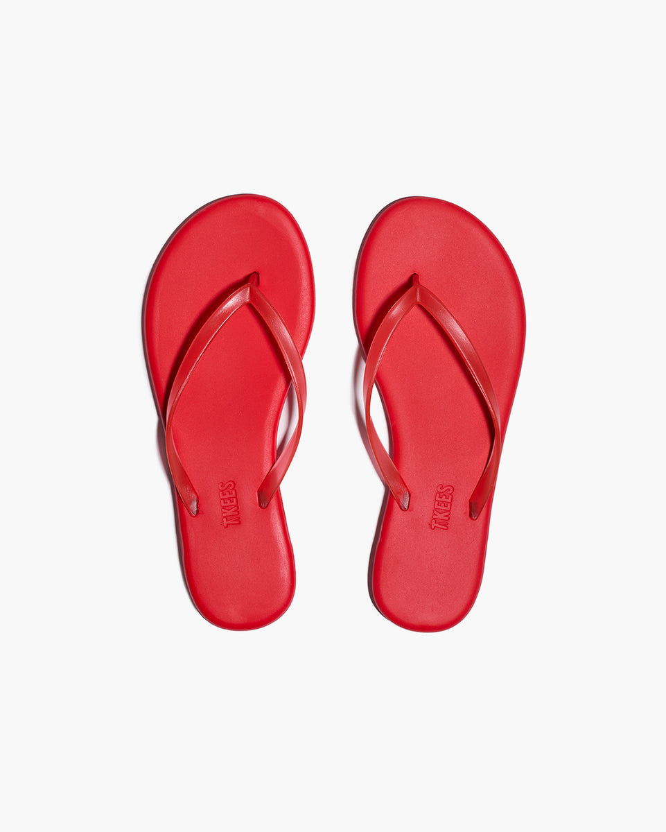 靴 tiki TKEES Aqua Sol Red Flip Flops | Lightweight PVC Sandals