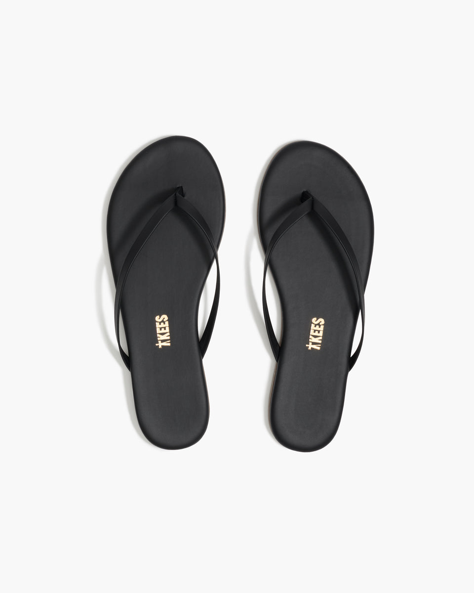 トリーバーチ　LLIC LEATHER FLIP FLOPビーチサンダル TKEES Lily Liners Leather Flip Flops in Sable