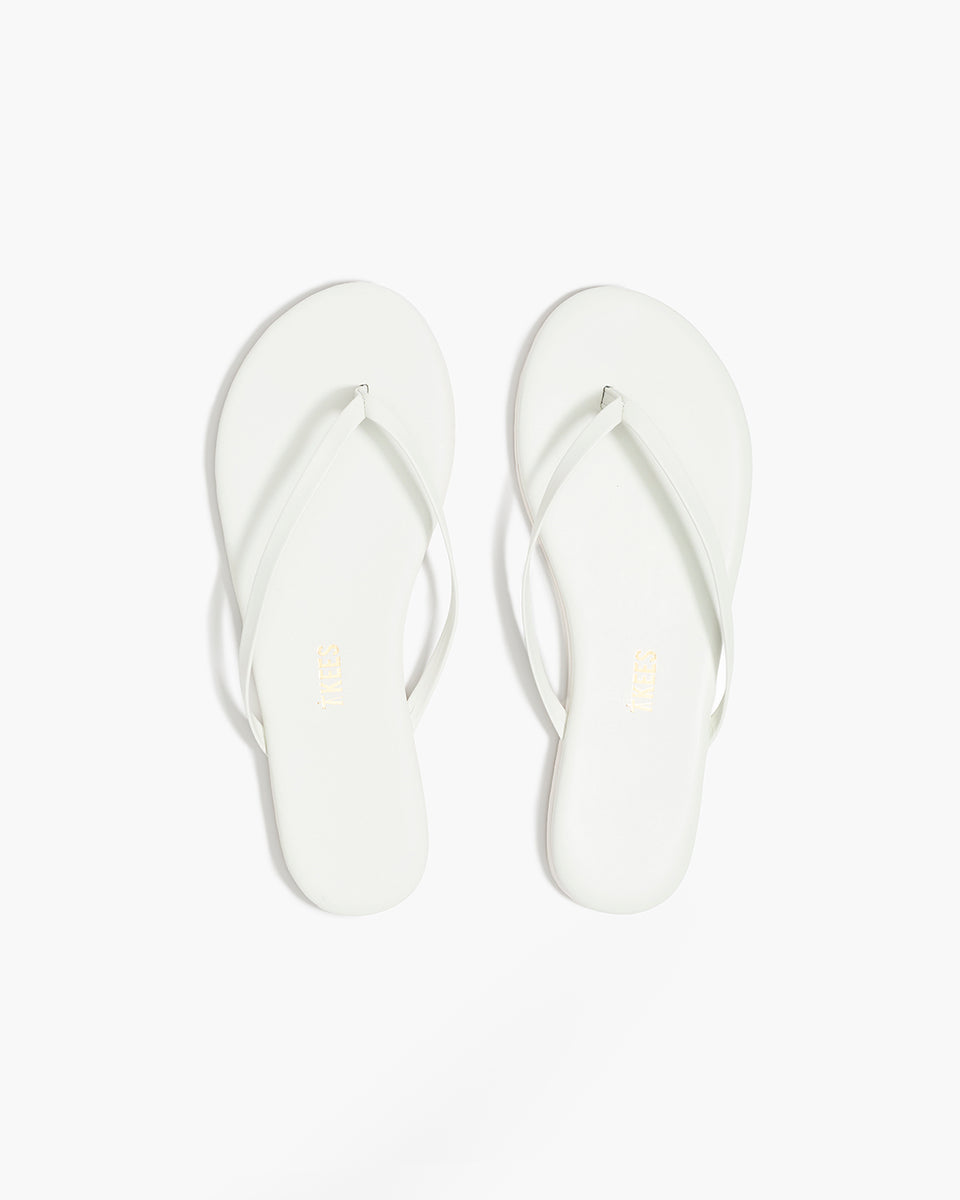 TKEES Lily Pigments Leather Flip Flops in White