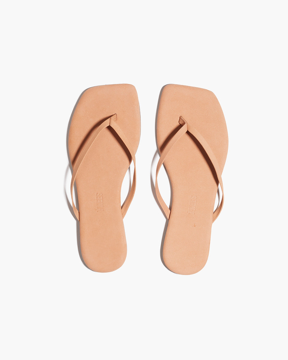 TKEES Square Toe Lily Suede Flip Flops in Pout