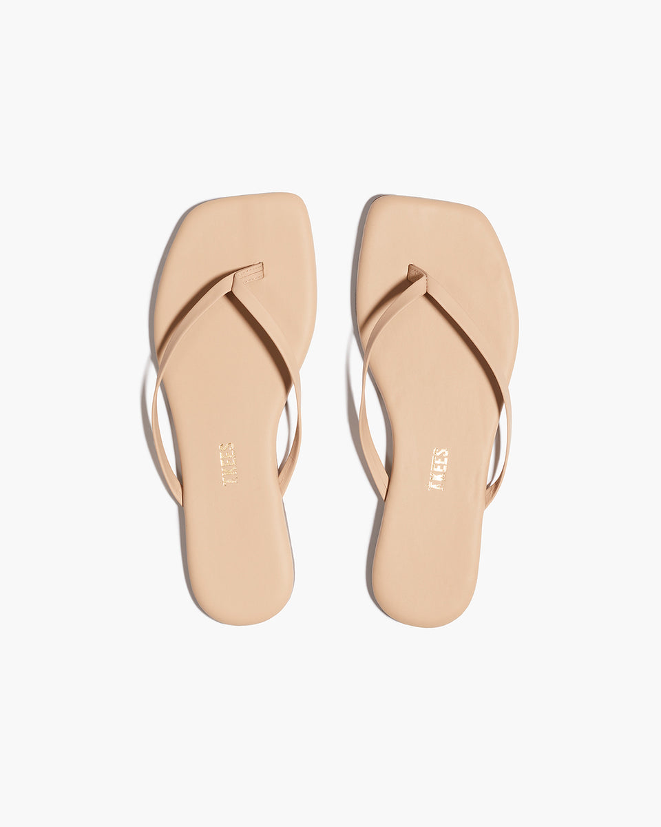 TKEES Square Toe Lily Leather Flip Flops in Sunkissed