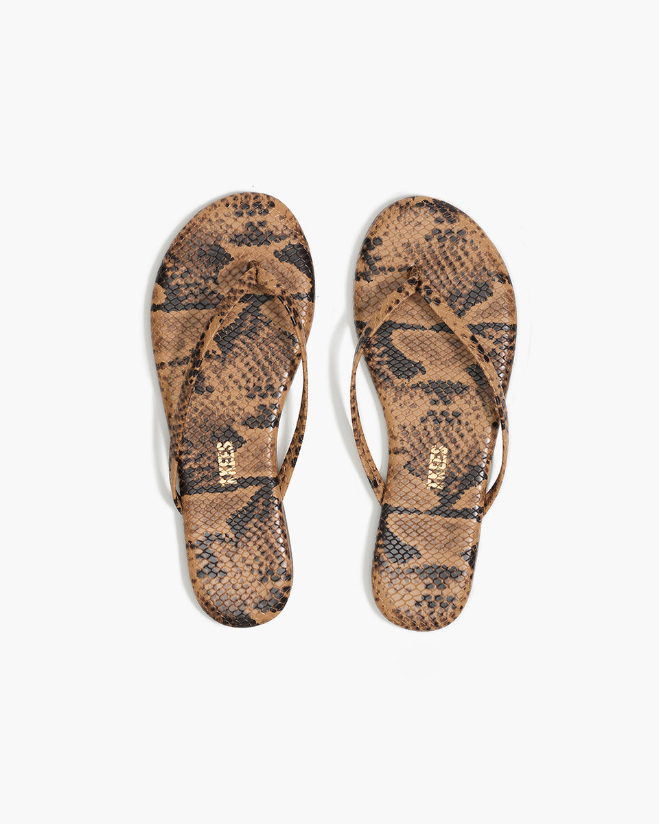 新品 定価12100- 【TKEES】Milk Snake us6 TKEES Lily Vegan Animal Leather Flip Flops in Coco Snake