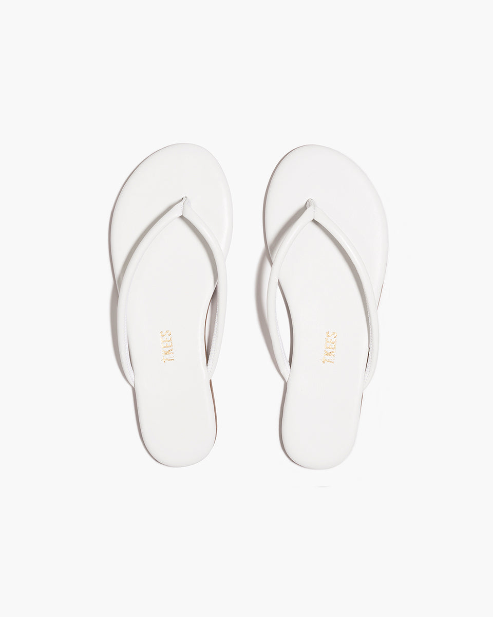 TKEES Tubular Lily White Flip Flops | Leather