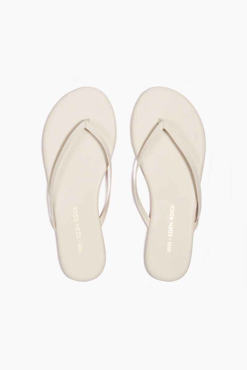 TKEES TKEES X Eden Rock Leather Flip Flops in Cream