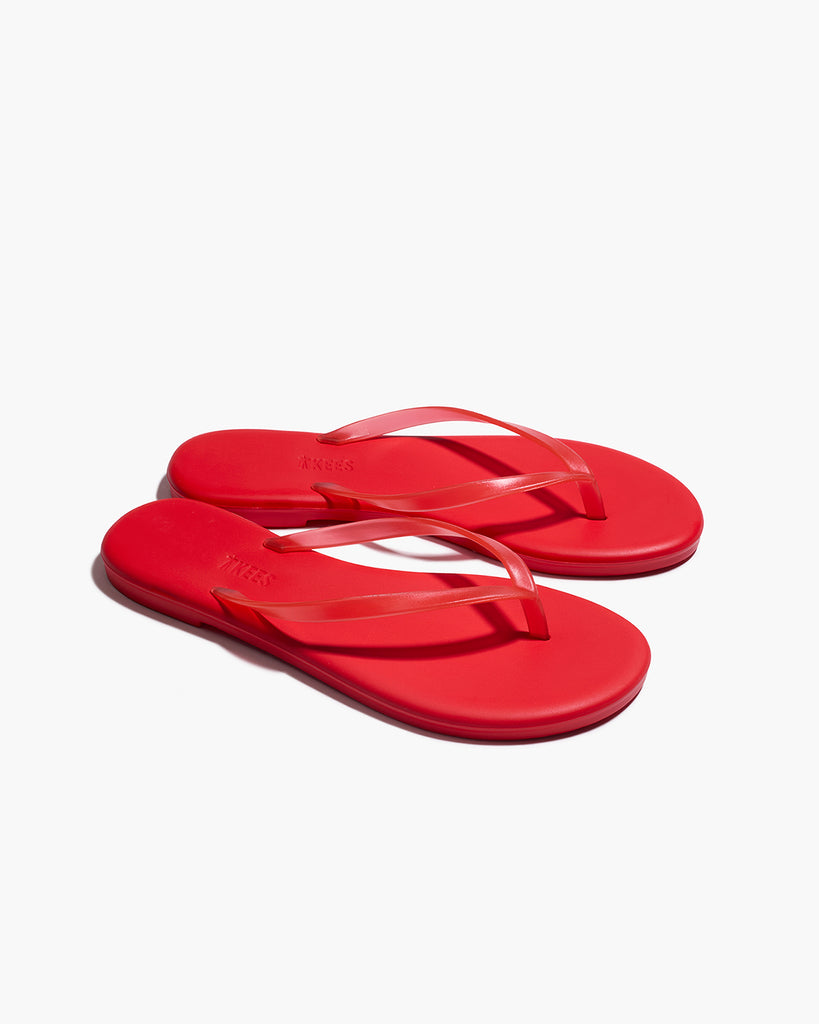 TKEES Aqua Sol Red Flip Flops | Lightweight PVC Sandals