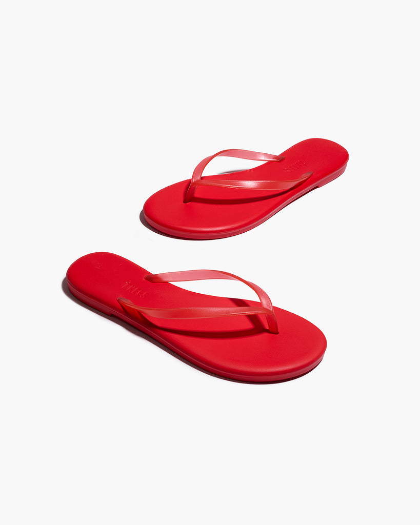 TKEES Aqua Sol Red Flip Flops | Lightweight PVC Sandals