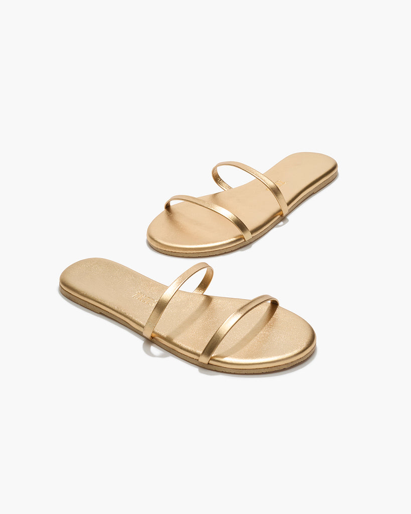 TKEES Gemma Metallics Leather Sandals in Blink