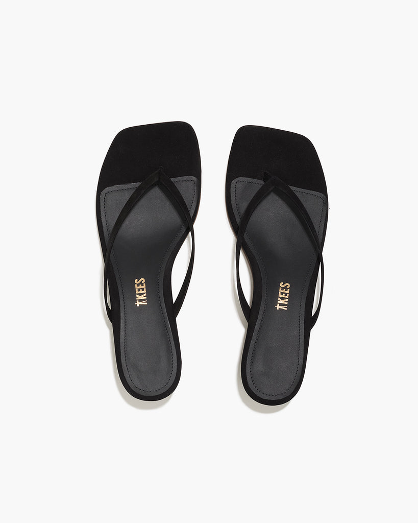 TKEES Square Toe Julia Suede Flip Flops in Sable