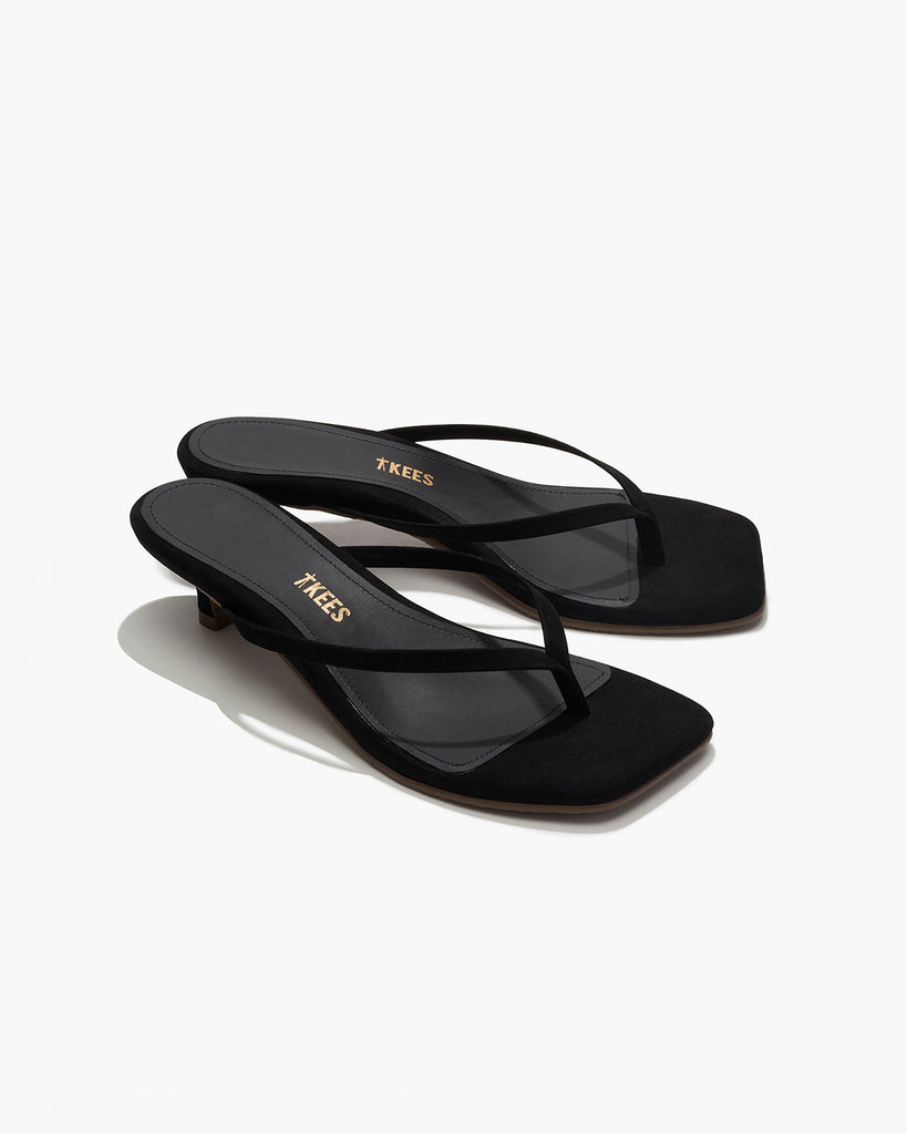 TKEES Square Toe Julia Suede Flip Flops in Sable