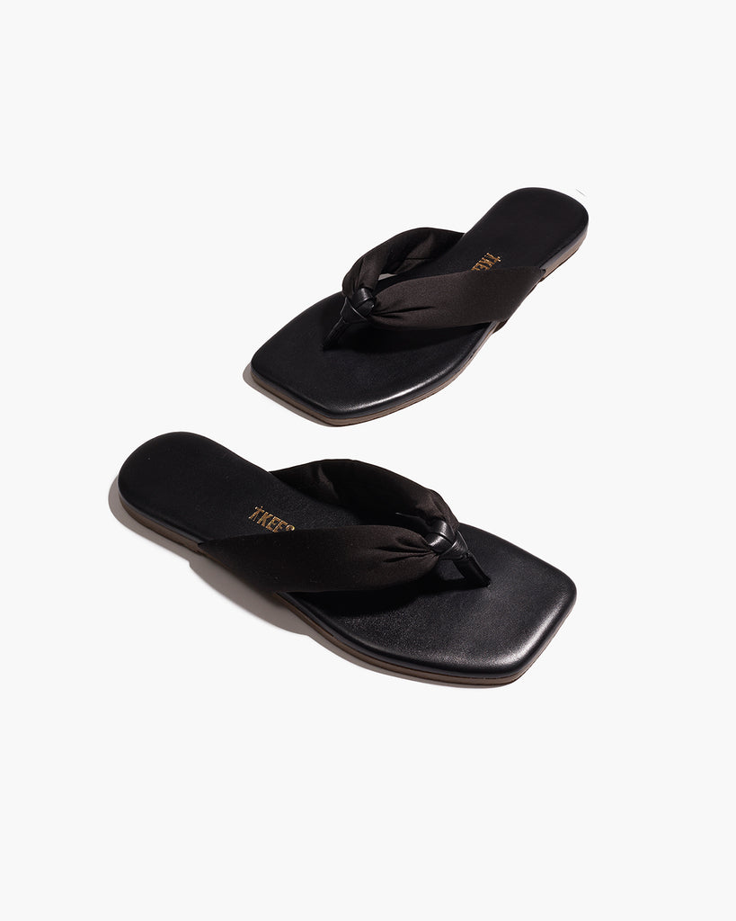 TKEES Lennon Leather Flip Flops in Sable