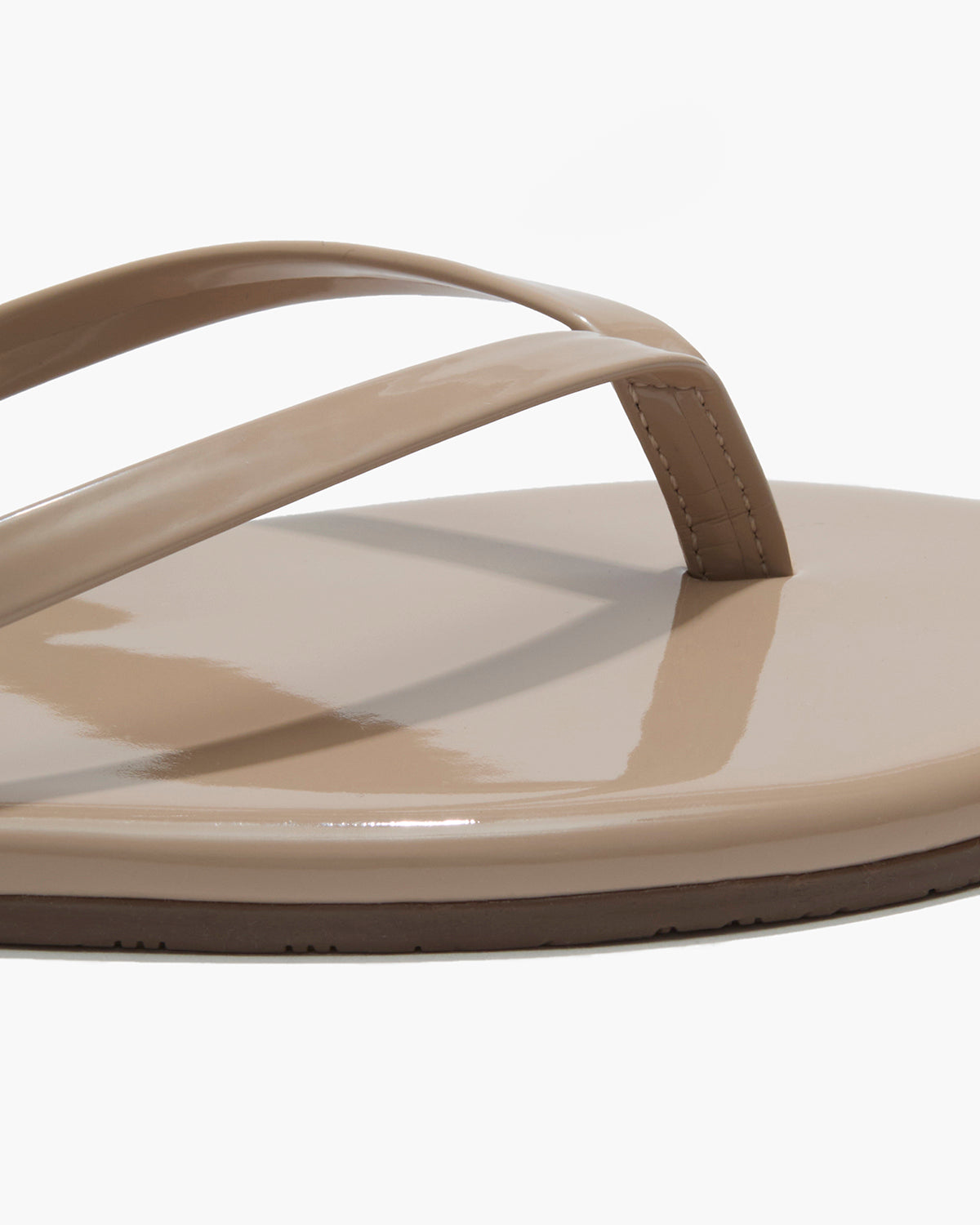 TKEES Lily Glosses Leather Flip Flops in Custard