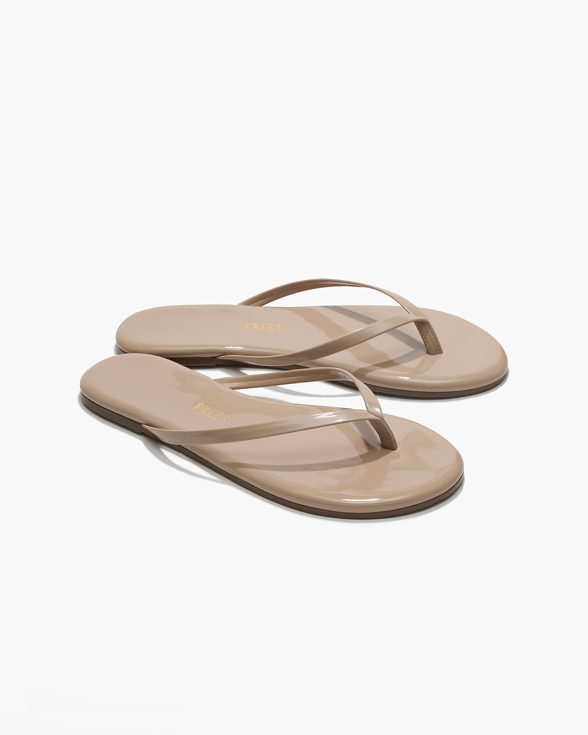 TKEES Lily Glosses Leather Flip Flops in Custard
