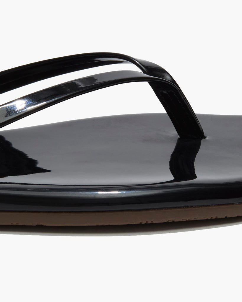 TKEES Square Toe Lily Leather Flip Flops in Licorice