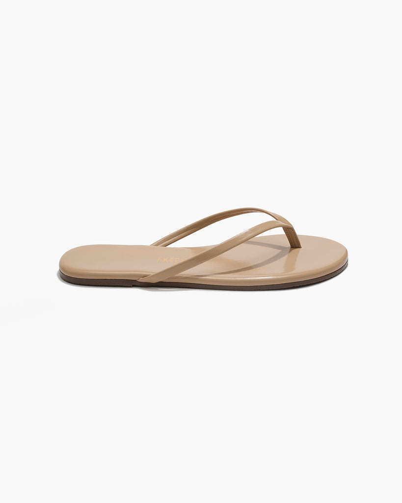 TKEES Lily Glosses Leather Flip Flops in Sunkissed