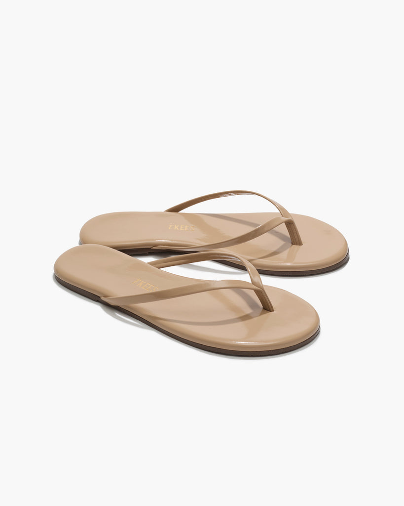 TKEES Lily Glosses Leather Flip Flops in Sunkissed