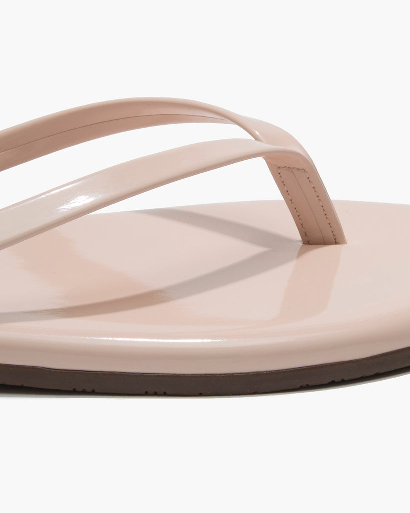 TKEES Lily Glosses Leather Flip Flops in Whipped Cream