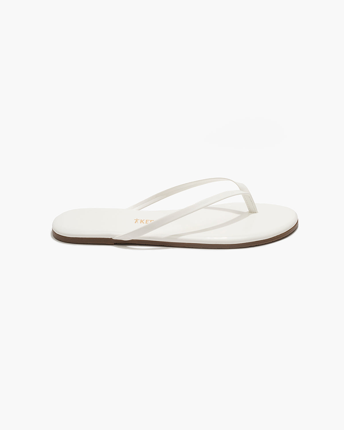 TKEES Lily Glosses Leather Flip Flops in White Lotus