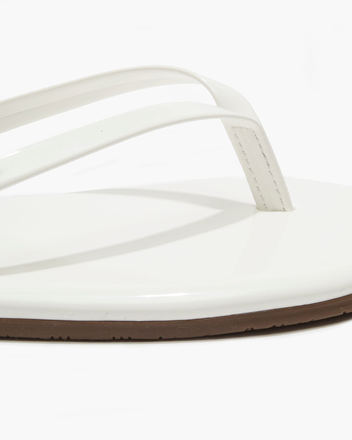 TKEES Lily Glosses Leather Flip Flops in White Lotus
