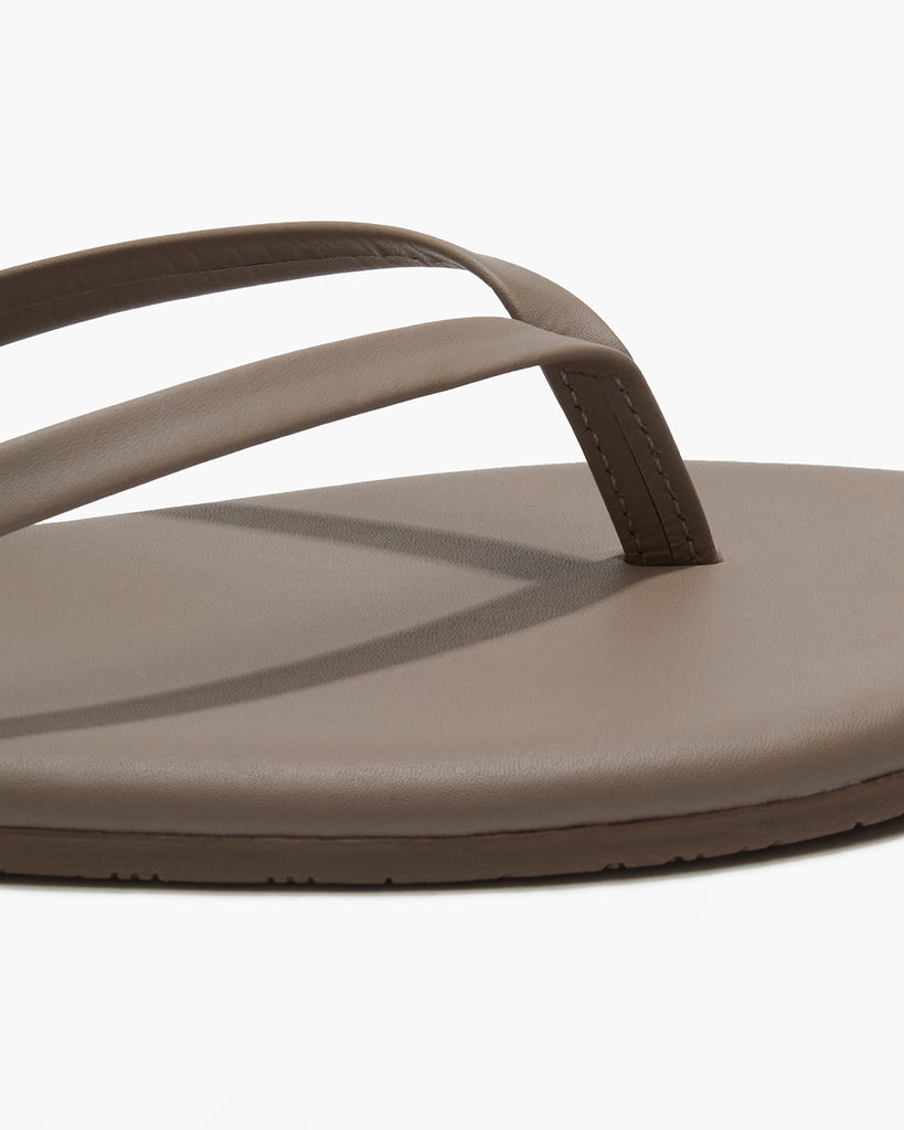 TKEES Lily Liners Leather Flip Flops in Biscuit
