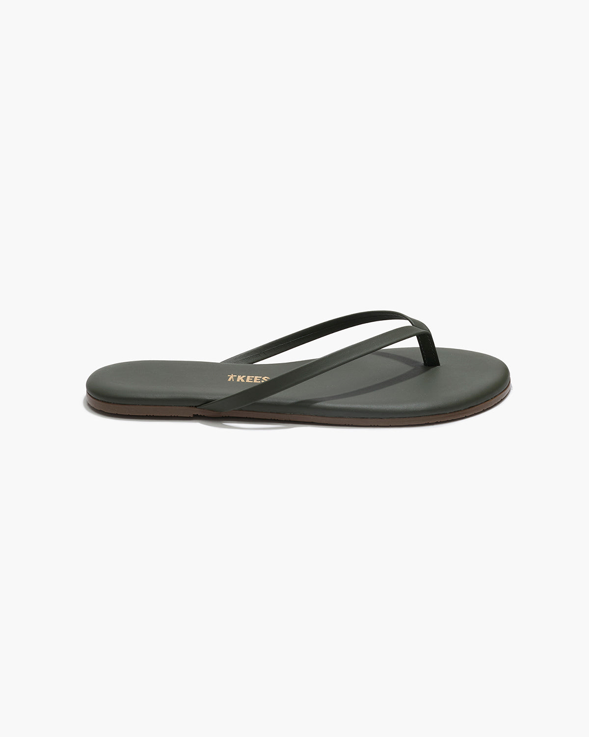 TKEES Lily Liners Leather Flip Flops in Forest