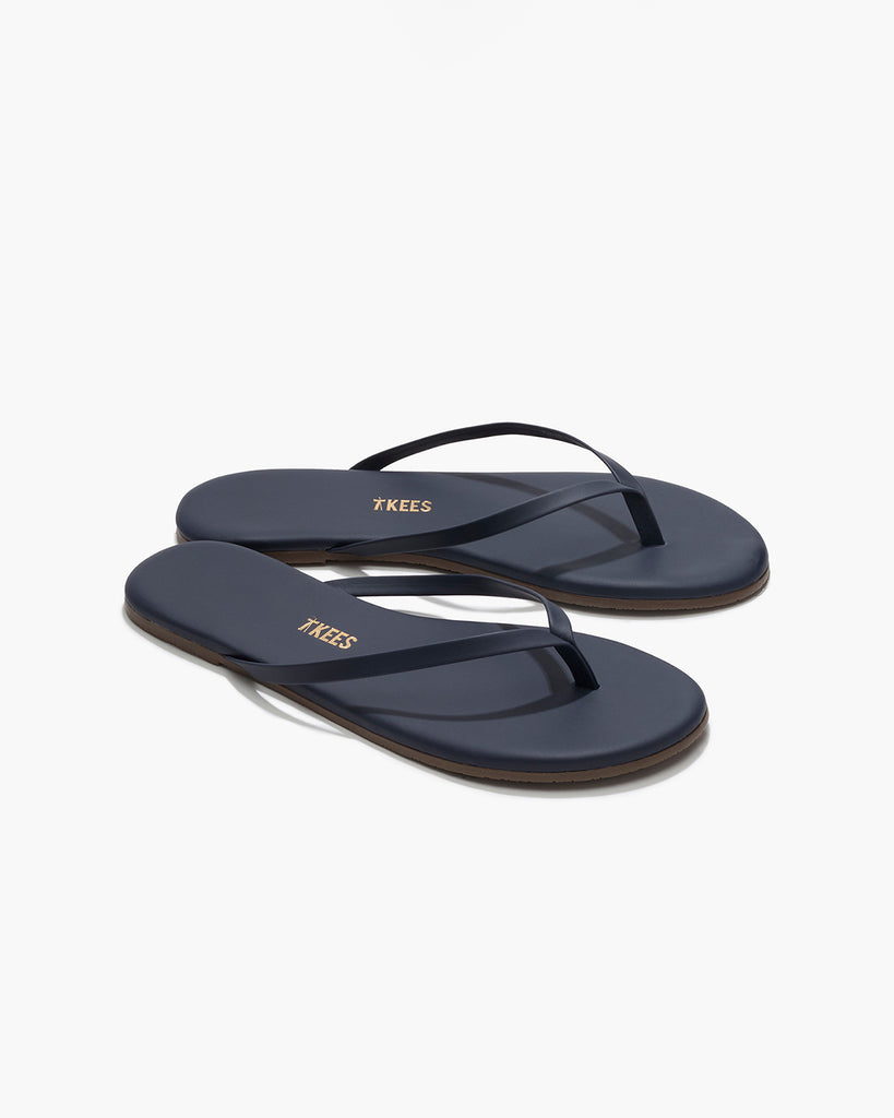 TKEES Lily Liners Leather Flip Flops in Twilight