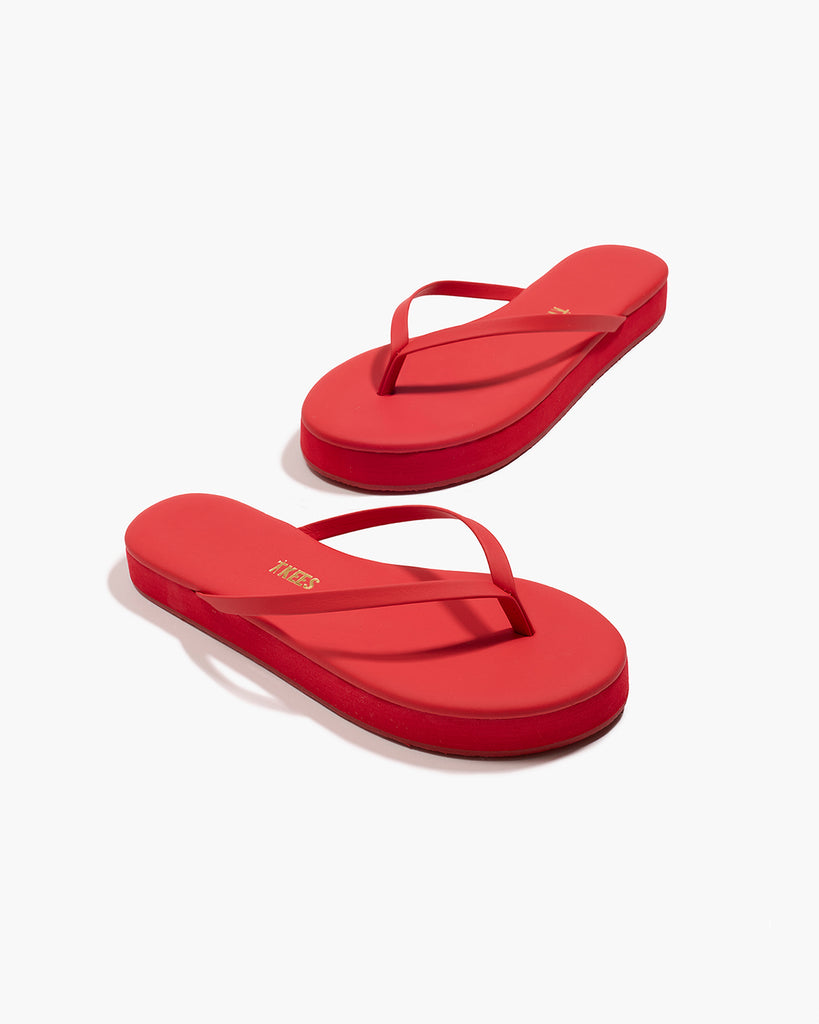 TKEES Lily Platforms Platform Sandals in Red