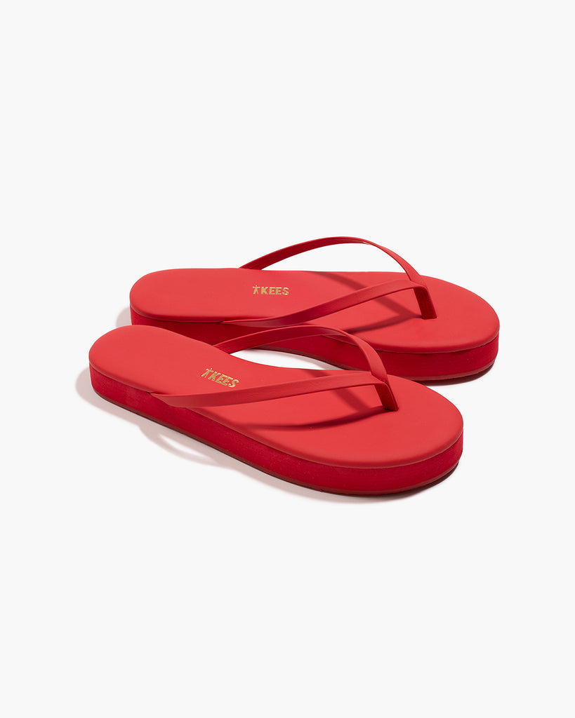 TKEES Lily Platforms Platform Sandals in Red