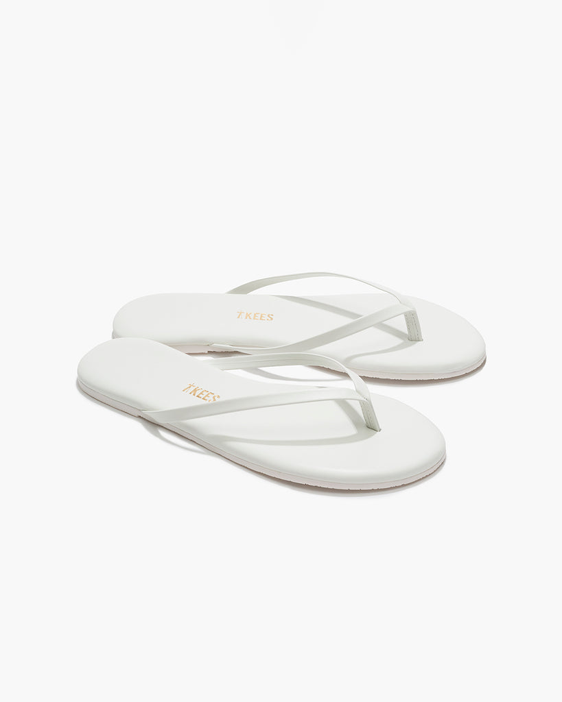 TKEES Lily Pigments Leather Flip Flops in White