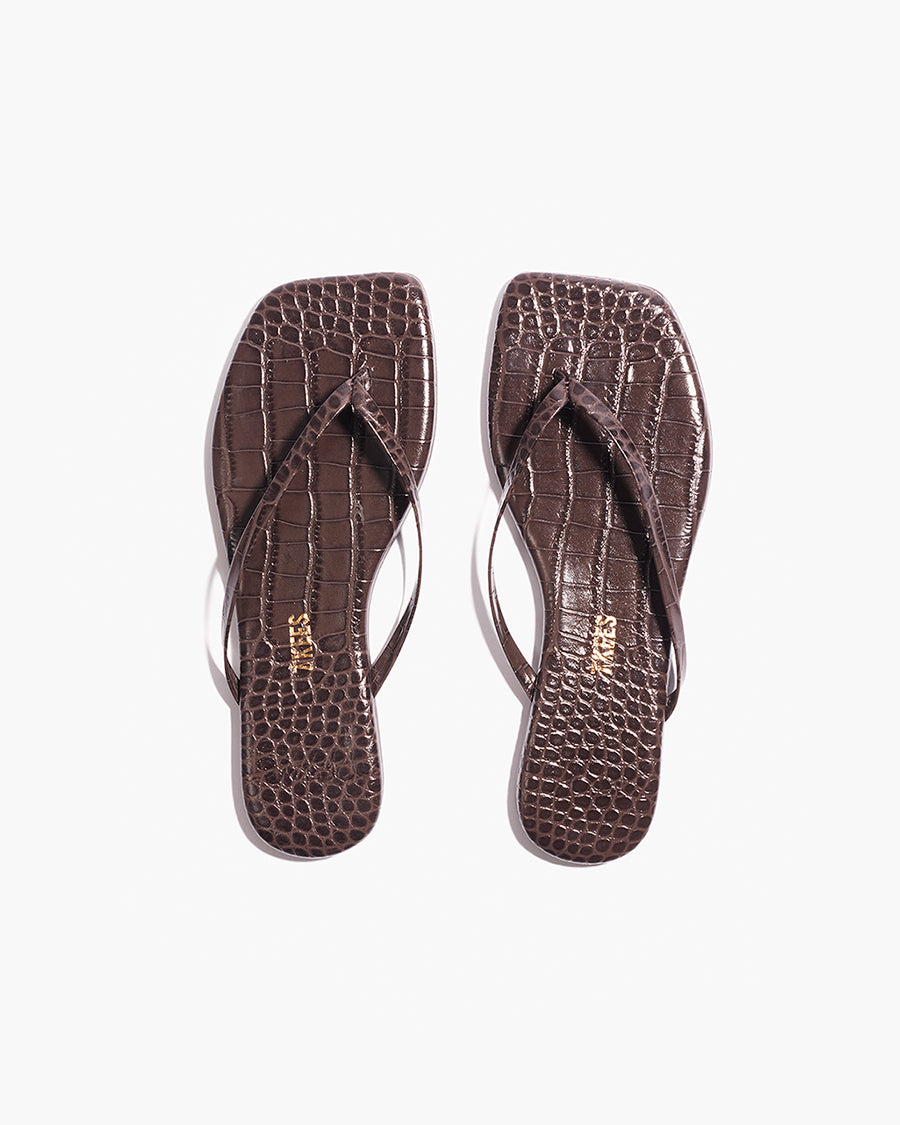 Square Toe Lily Croc in Carob | Women's Flip-Flops | TKEES – TKEES
