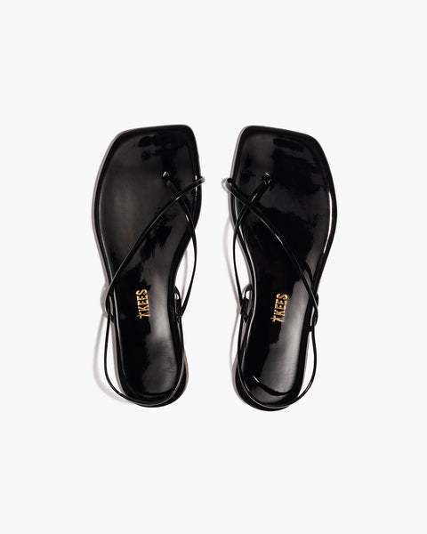 TKEES Square Toe Millie Leather Sandals in Licorice