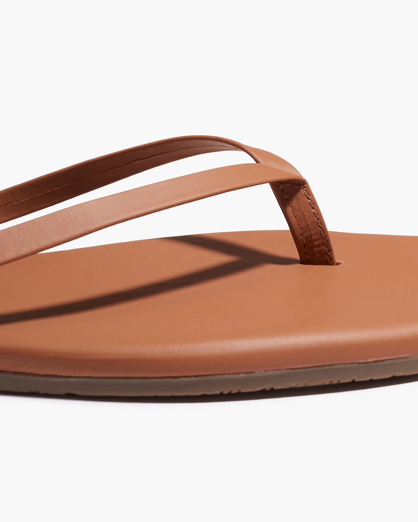 TKEES Square Toe Lily Leather Flip Flops in Au Naturale