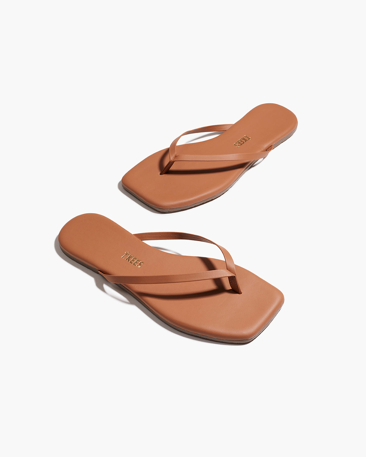TKEES Square Toe Lily Leather Flip Flops in Au Naturale