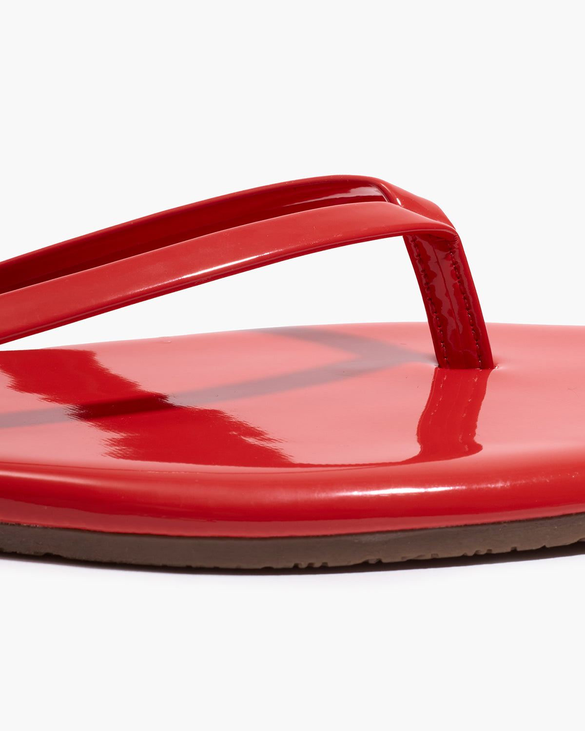 TKEES Square Toe Lily Leather Flip Flops in Red Gloss