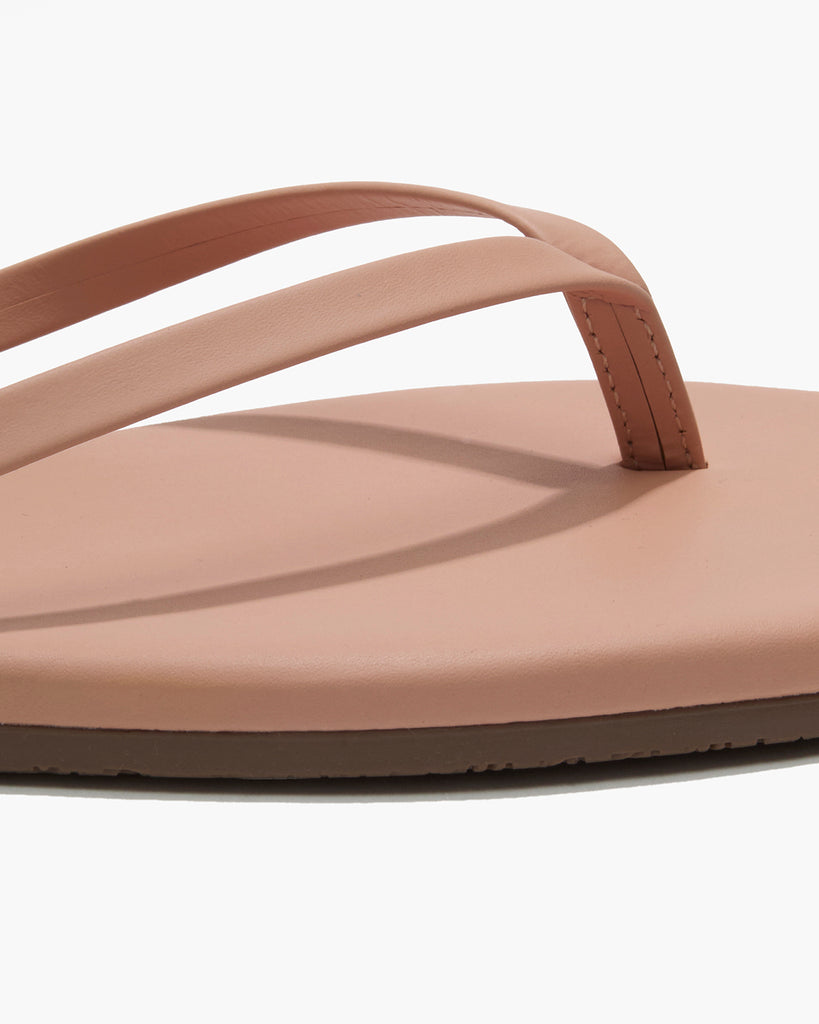 TKEES Square Toe Lily Leather Flip Flops in Nude Beach