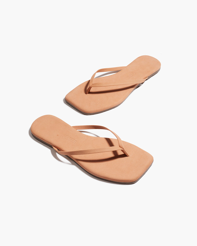 TKEES Square Toe Lily Suede Flip Flops in Pout