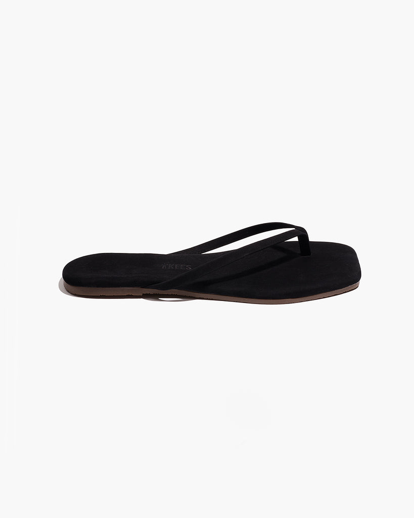 TKEES Square Toe Lily Suede Flip Flops in Sable