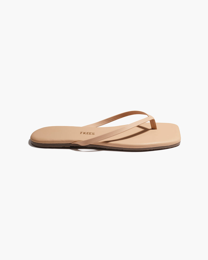 TKEES Square Toe Lily Leather Flip Flops in Sunkissed