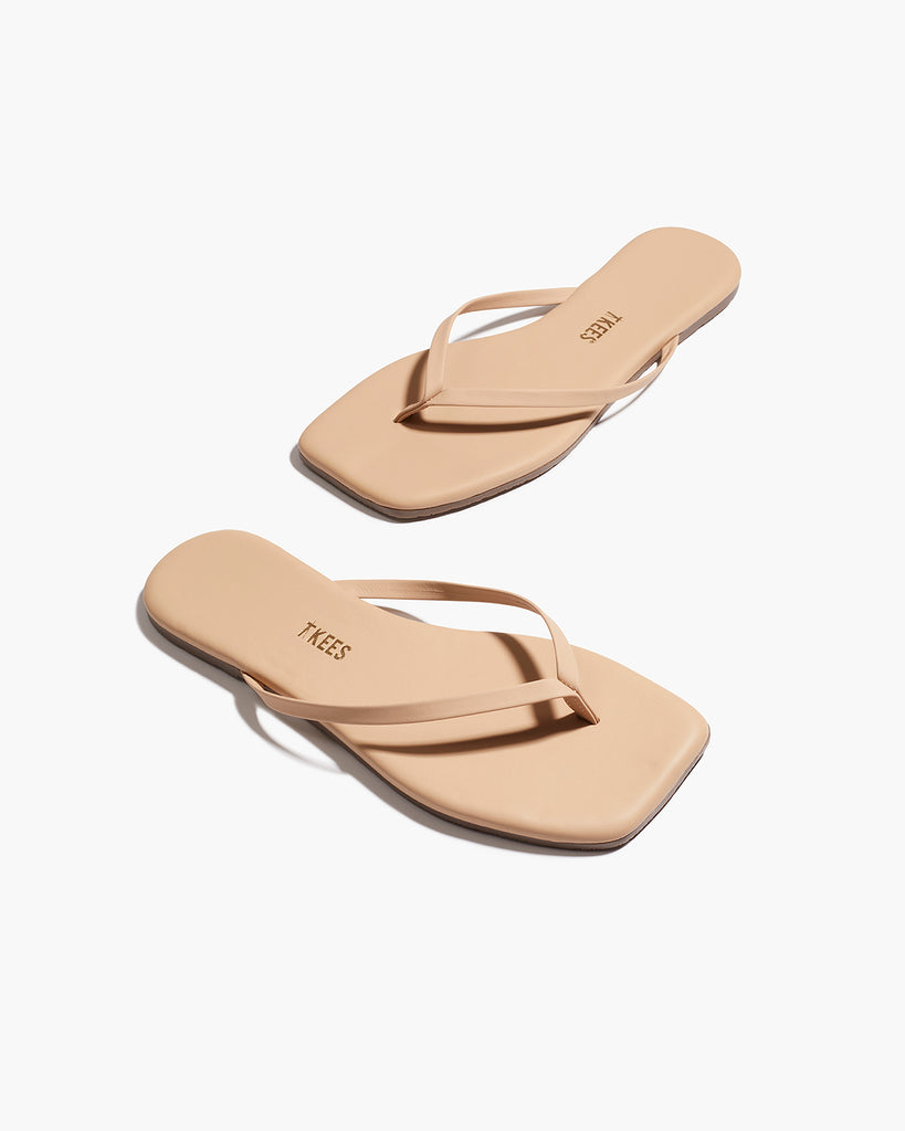 TKEES Square Toe Lily Leather Flip Flops in Sunkissed