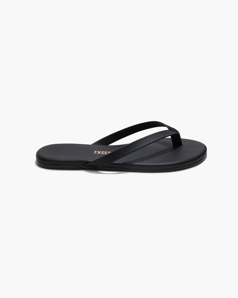 TKEES Boyfriend Leather Flip Flops in Black