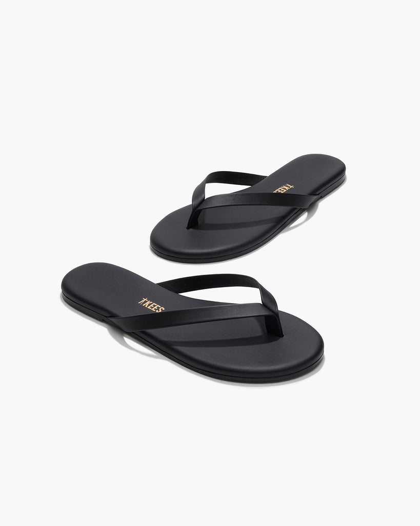 TKEES Boyfriend Leather Flip Flops in Black