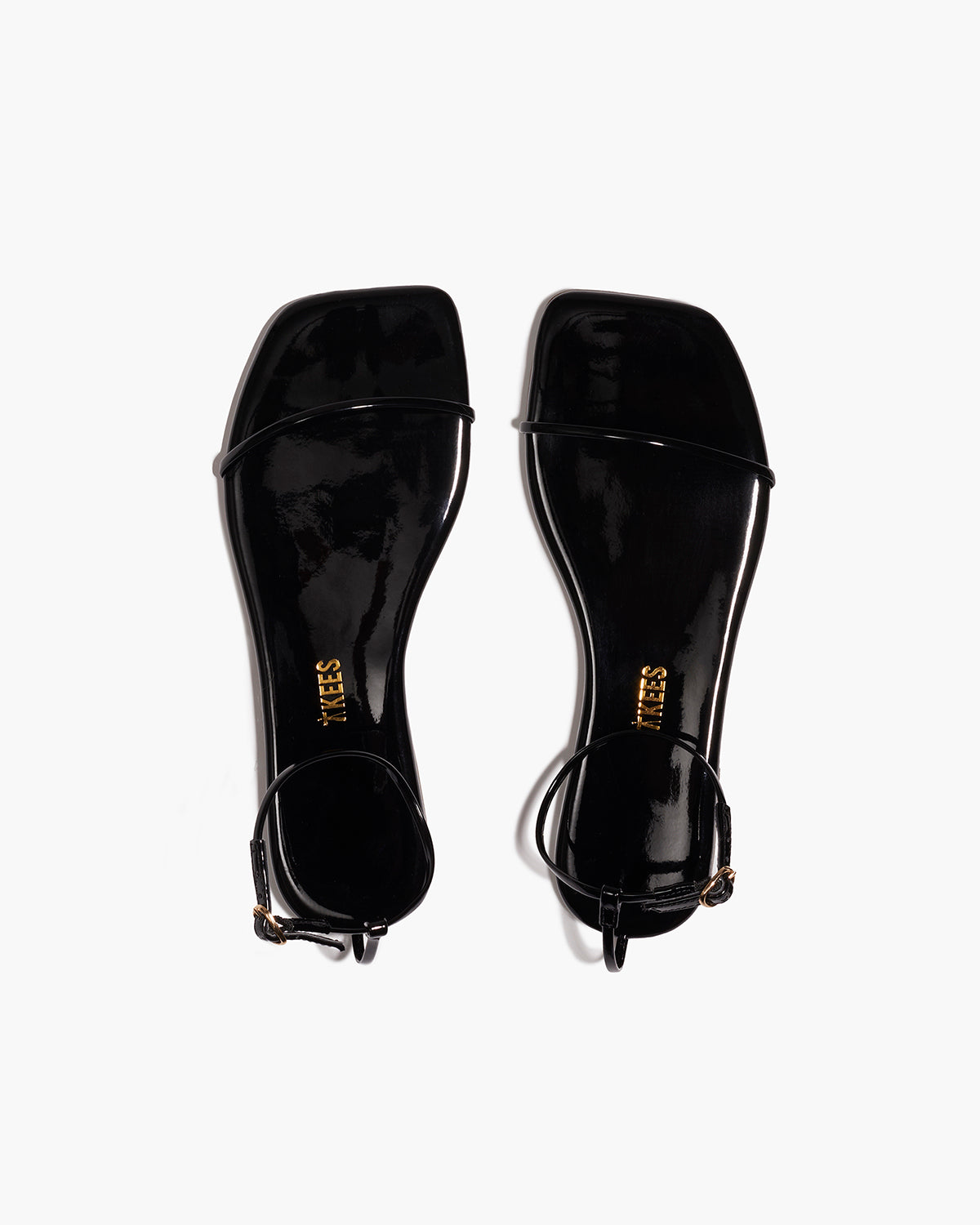TKEES Square Toe Twiggy Leather Sandals in Licorice
