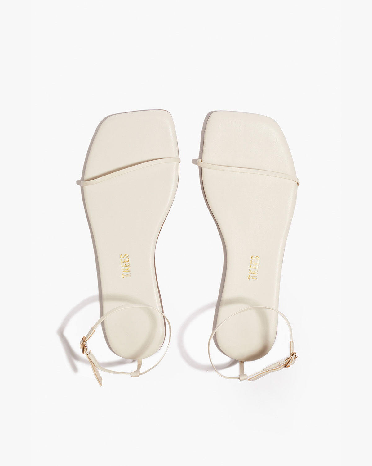TKEES Square Toe Twiggy Leather Sandals in Cream