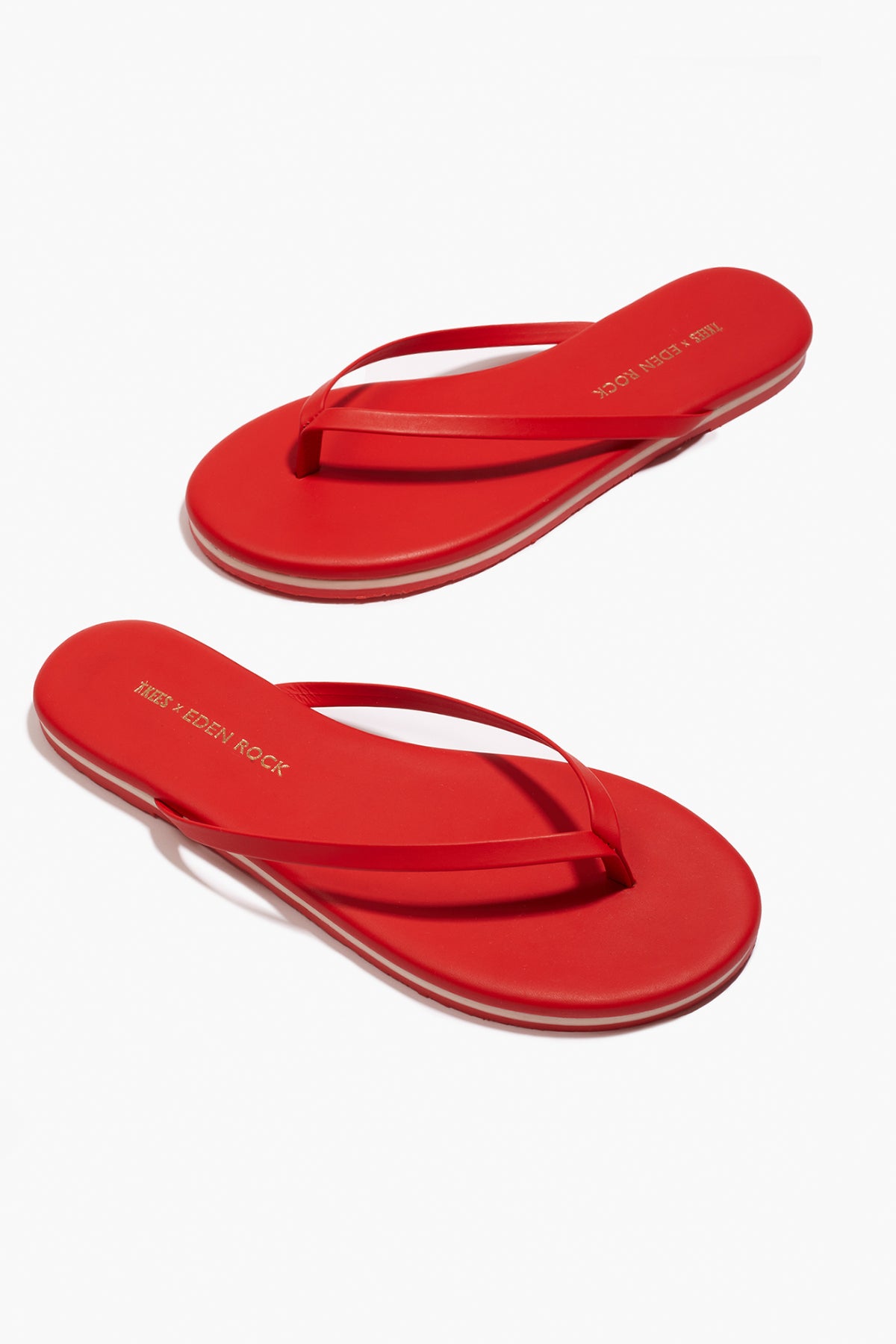TKEES TKEES X Eden Rock Leather Flip Flops in Red