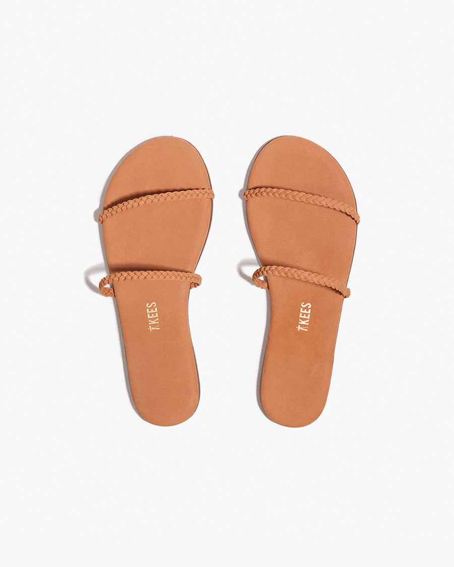 TKEES Gemma Braid Leather Sandals in Pout