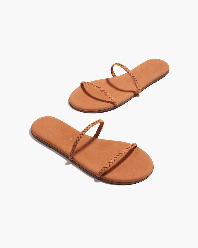 TKEES Gemma Braid Leather Sandals in Pout