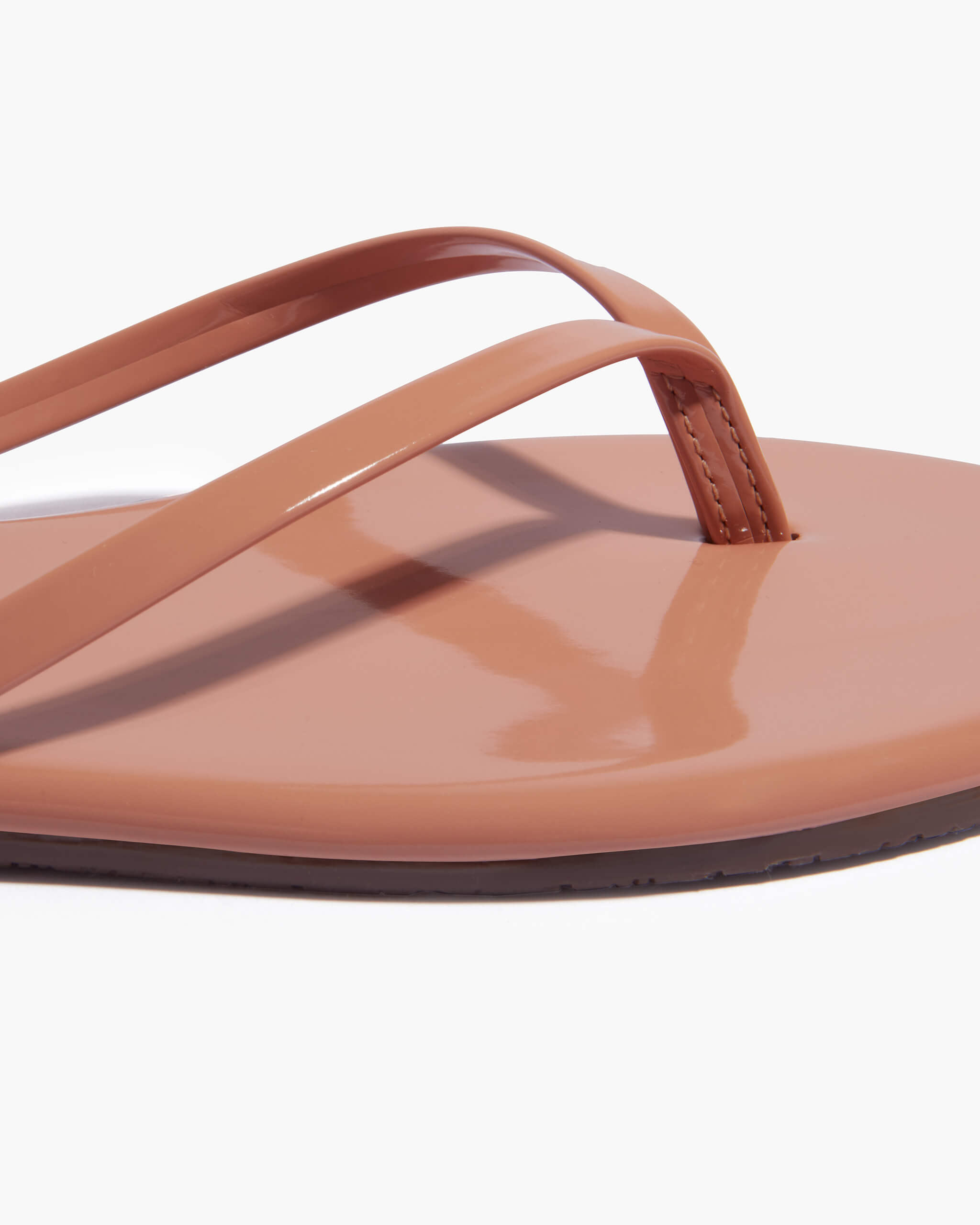 TKEES Lily Glosses Leather Flip Flops in Nude Beach
