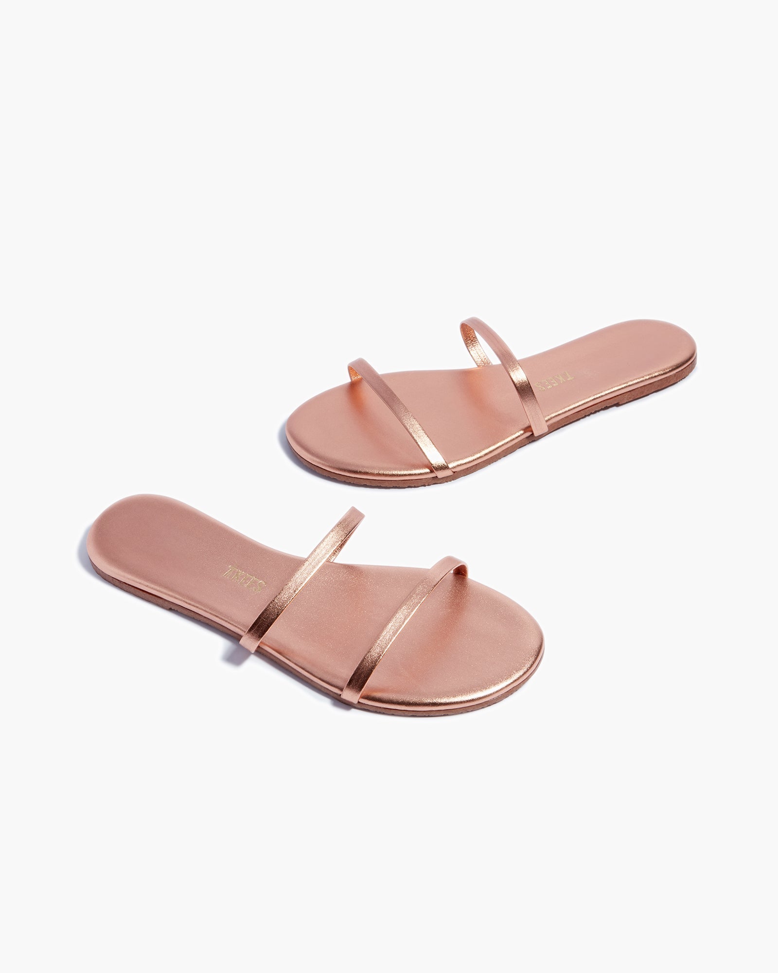 TKEES Gemma Metallics Leather Sandals in Beach Pearl