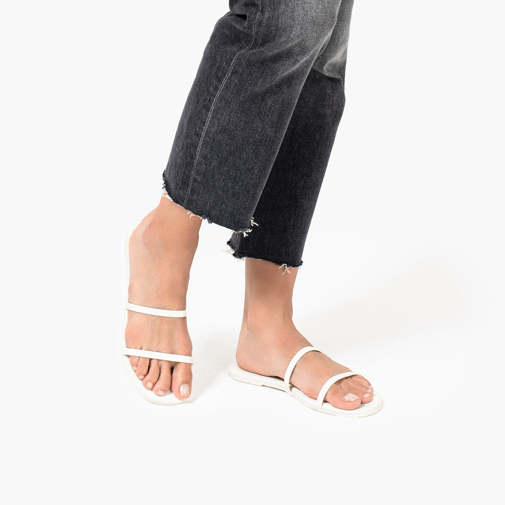 TKEES Gemma Leather Sandals in Cream