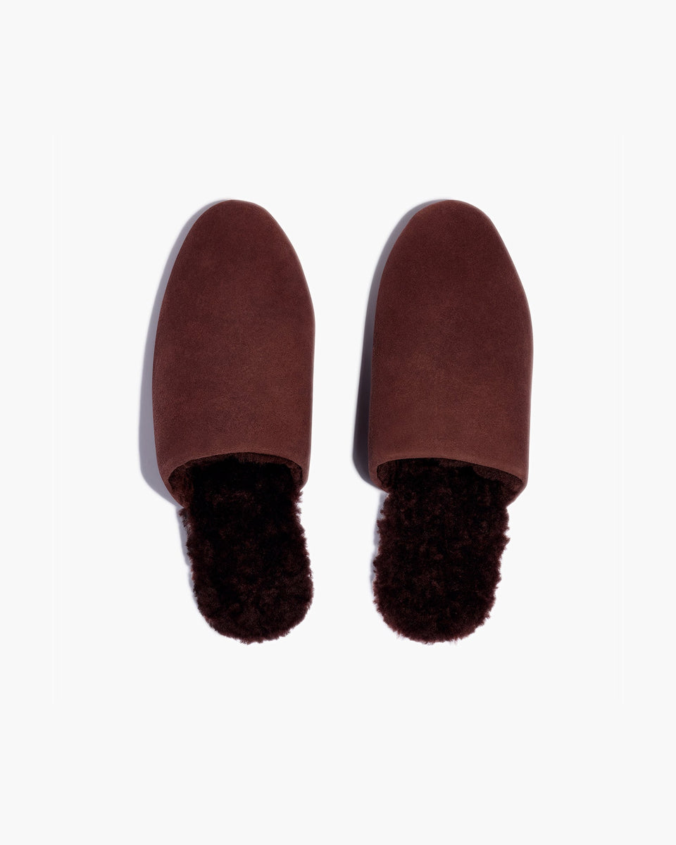 Ines Shearling in Chocolate Women's Mule TKEES TKEES