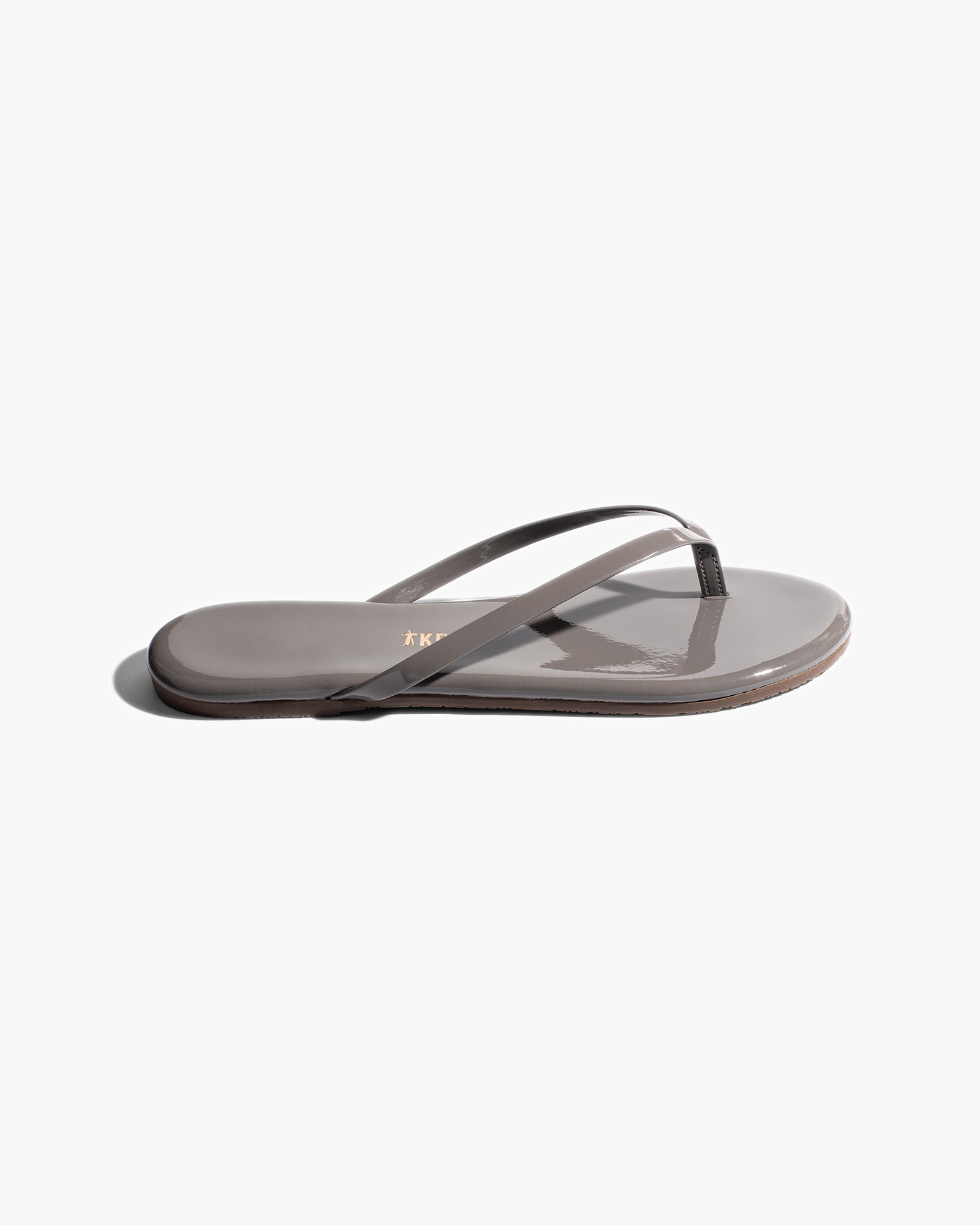 TKEES Lily Glosses Leather Flip Flops in Sweet Smoke